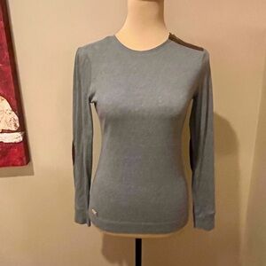 Lauren Ralph Lauren Grey Elbow Patch Crewneck Tee, Size Small
